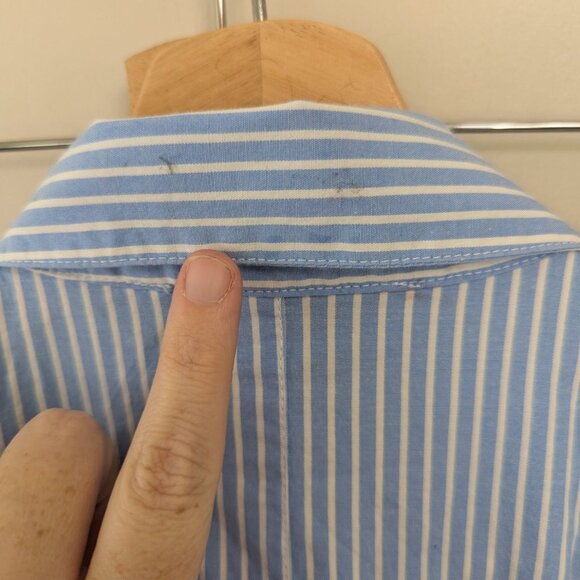 Loft Striped Poplin Shirt Dress Tailored Preppy Midi Blue White - Picture 10 of 12